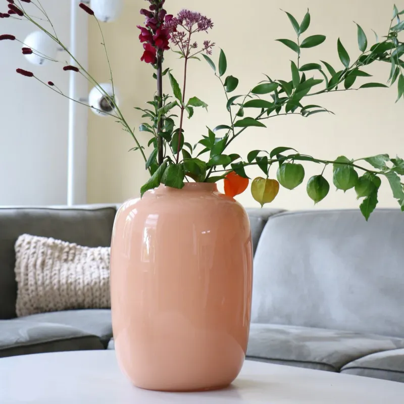 Artic Pastel Peach vaas – Glazen design in zacht oranje-roze Ø21–25xH29–35 Flitsaanbieding