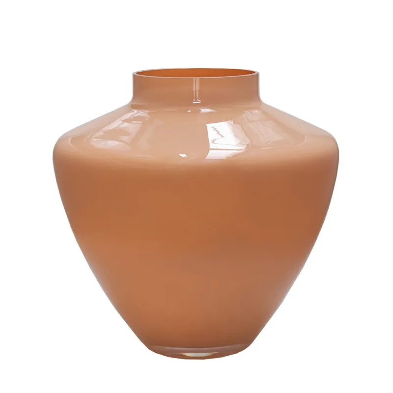 Premium Kagera Pastel Peach Vaas – Mondgeblazen Glas in Oranje & Roze – Stijlvolle Interieuraanvulling