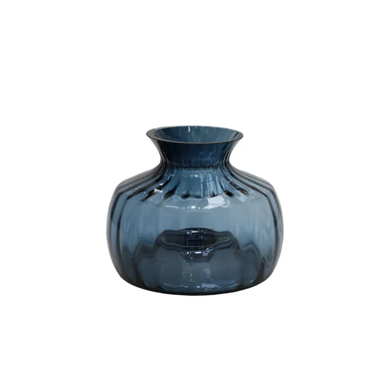 Lage Prijs Glyde Blue vaas – Mondgeblazen design van dik blauw glas Ø18,5xH14,5