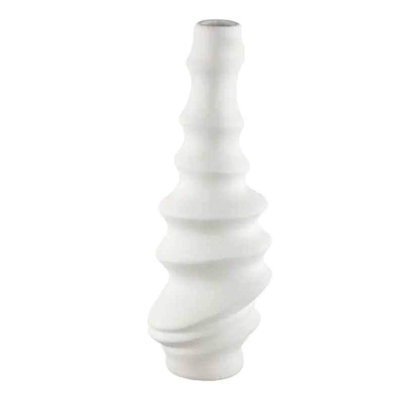 Lage Prijs Georgy White ceramic pot round spiral L PTMD