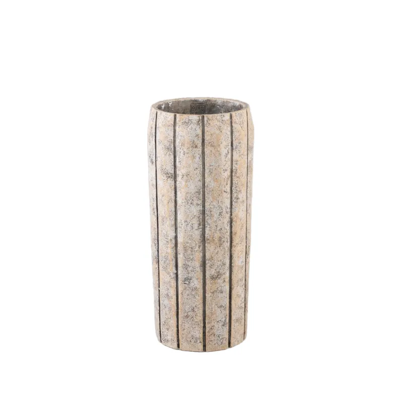 Speciale Aanbieding Imani Taupe Cement Pot High With Stripes M PTMD