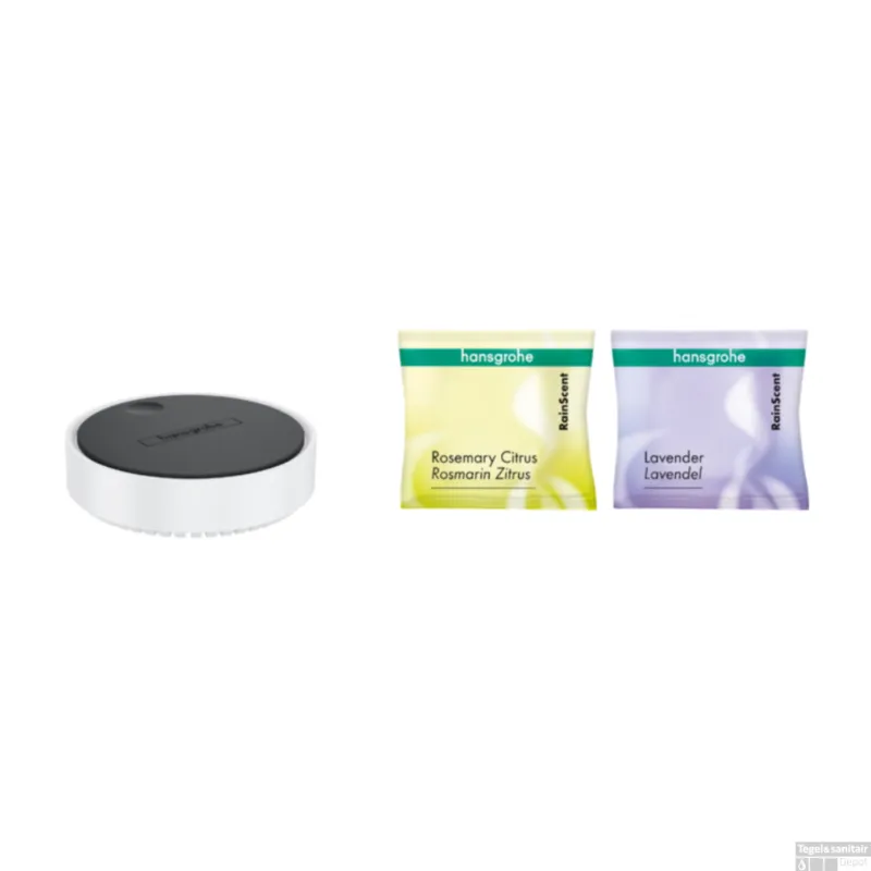 Lage Prijs Starterset RainScent Tabletten Hansgrohe Wellness Houder incl. 2 Tabletten Mat Wit