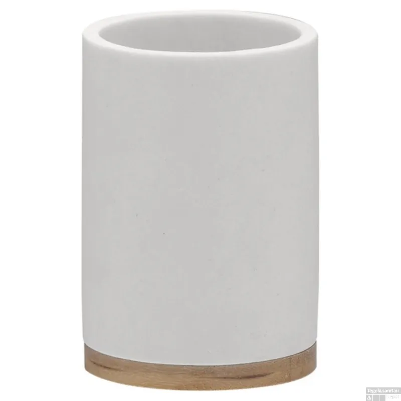 Tandenborstelbeker Grace 10,2 x 7,2 cm Polyresin Wit Op = Op