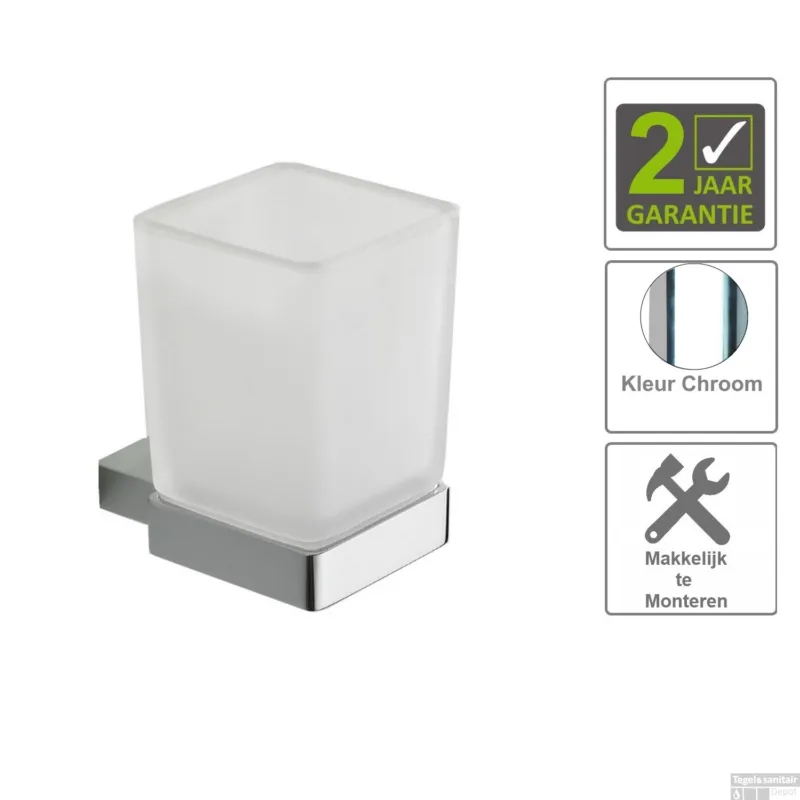 Populair Eris glashouder / bekerhouder met glas chroom