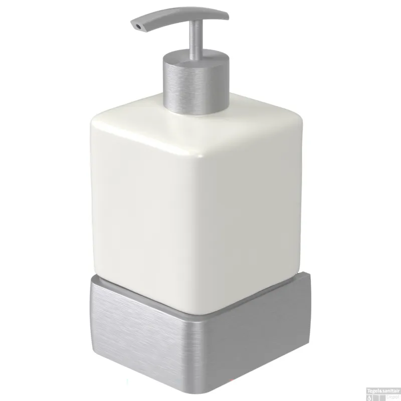Zeepdispenser Haceka Aline Brushed 7,4x15,4 cm Aluminium Geborsteld Zilver Express Levering