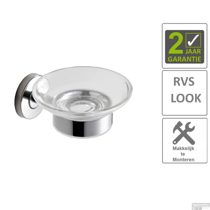 Koop Online BWS Zeepschaalhouder Hera Met Glas RVS