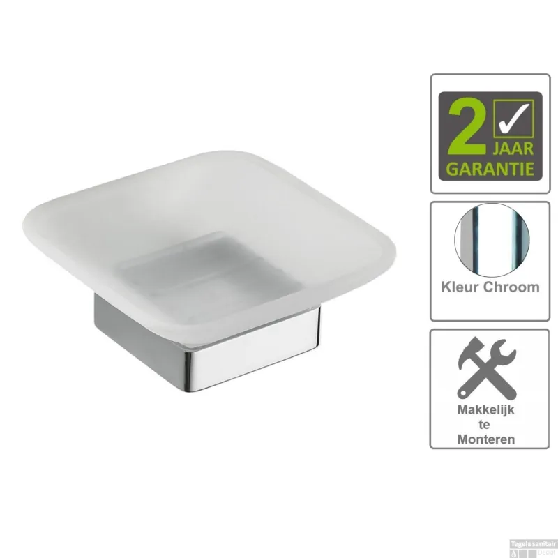 Dagaanbieding Eris zeephouder met glas chroom