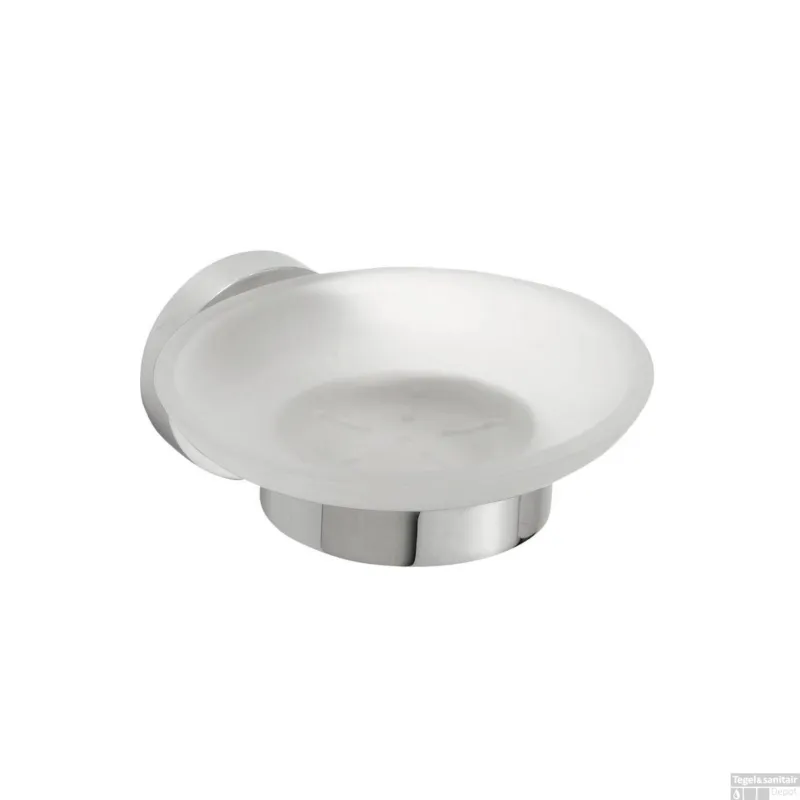 Gereduceerde Prijs Zeephouder Sapho X-Round Hangend 11x5.5 cm Melkglas / Chroom