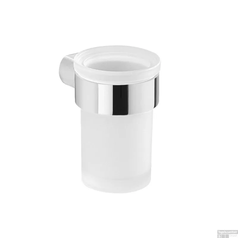 Direct Verzonden Bekerhouder Sapho Pirenei Hangend 6.9x10.5 cm Chroom / Satijnglas