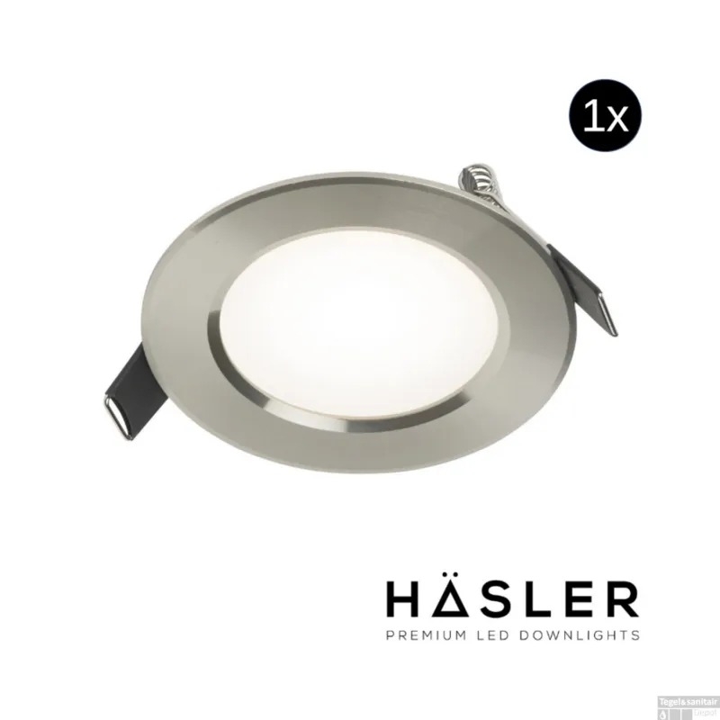 Inbouwspot Häsler Comarruga Incl. Fase Aansnijding Dimbaar 9.2 cm 4 Watt Helder Wit RVS Set 1x Koopje