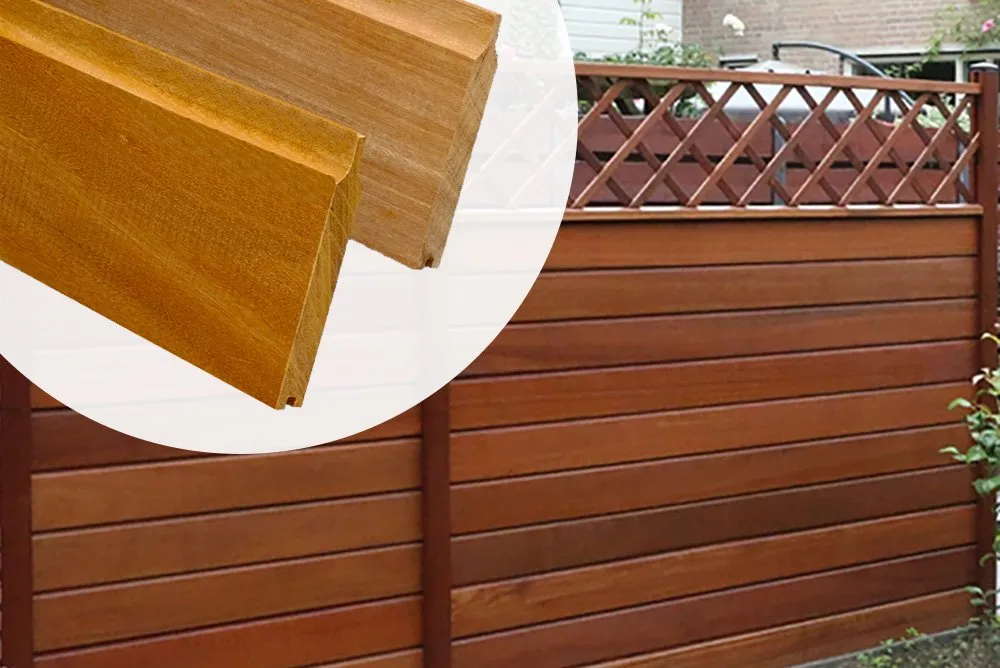 Hete Deal Zelfbouw Dubbel Rabat Bankirai Hardhout 2.1x14.5x180cm voor gleufpalen - 180 cm