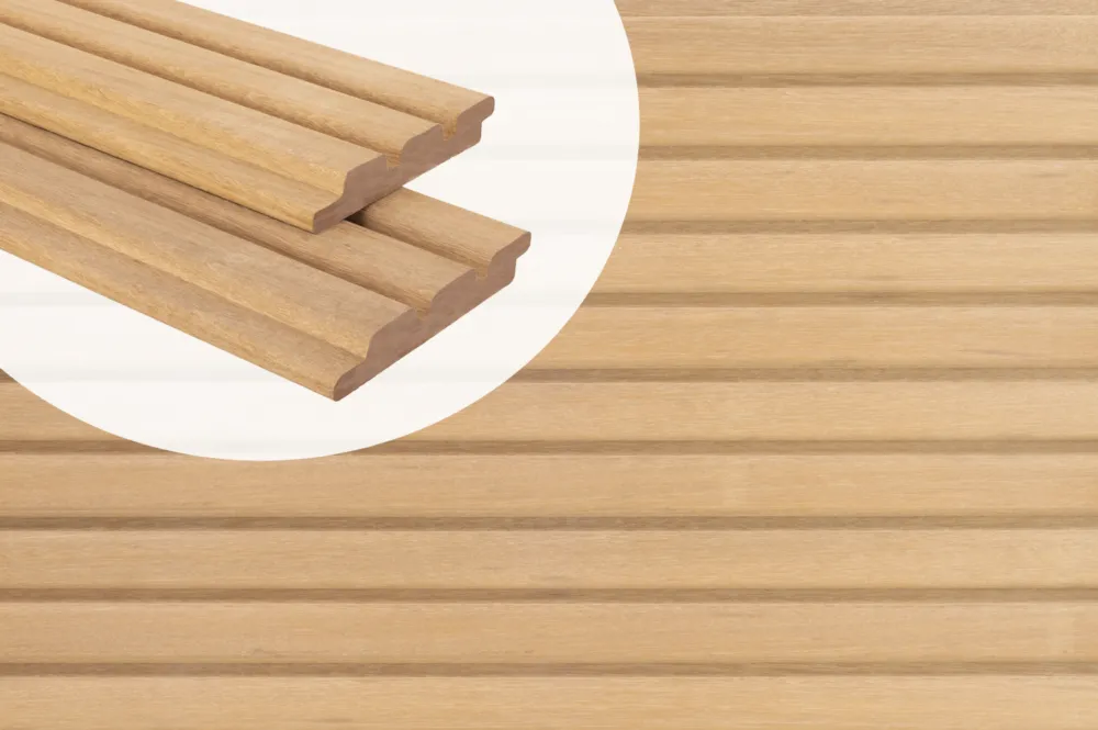 Speciale Aanbieding Tripleprofiel Bankirai Hardhout 2.2x14.5cm - 395 cm