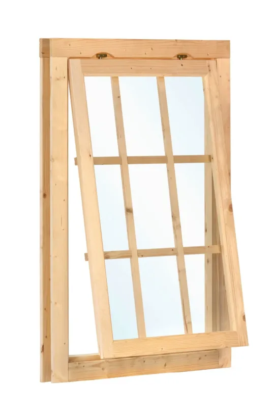 Hoge Kwaliteit Houten uitzetraam met roedes 85x120.5 cm voor wanddikte 28 t/m 45 mm enkelglas
