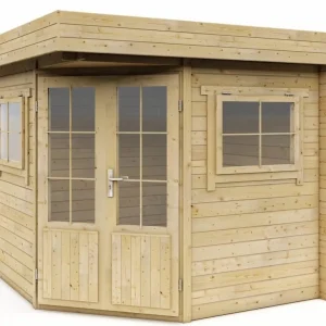 Blokhut 2556 Interflex 250 x 250 x 234 cm Hoekblokhut Wanddikte 28 mm Nieuw