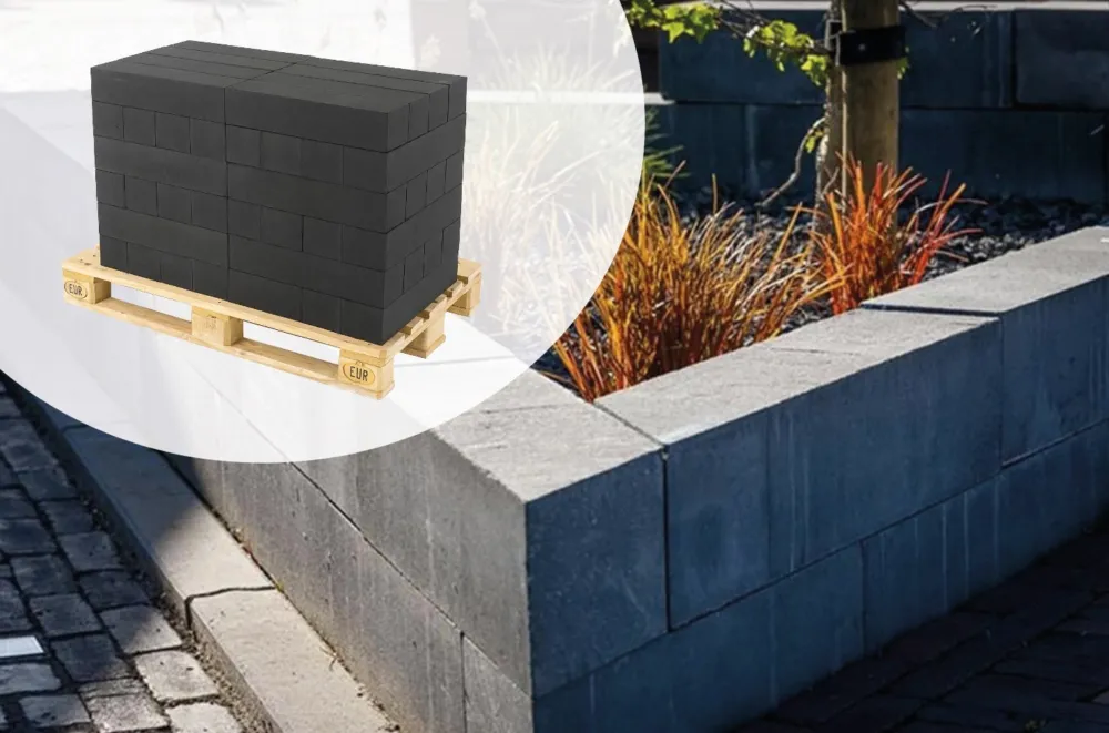 Palletactie - Stapelblokken 15x15x60cm Strak Antraciet Zwart Paved - Per 42 stuks Laatste Versie