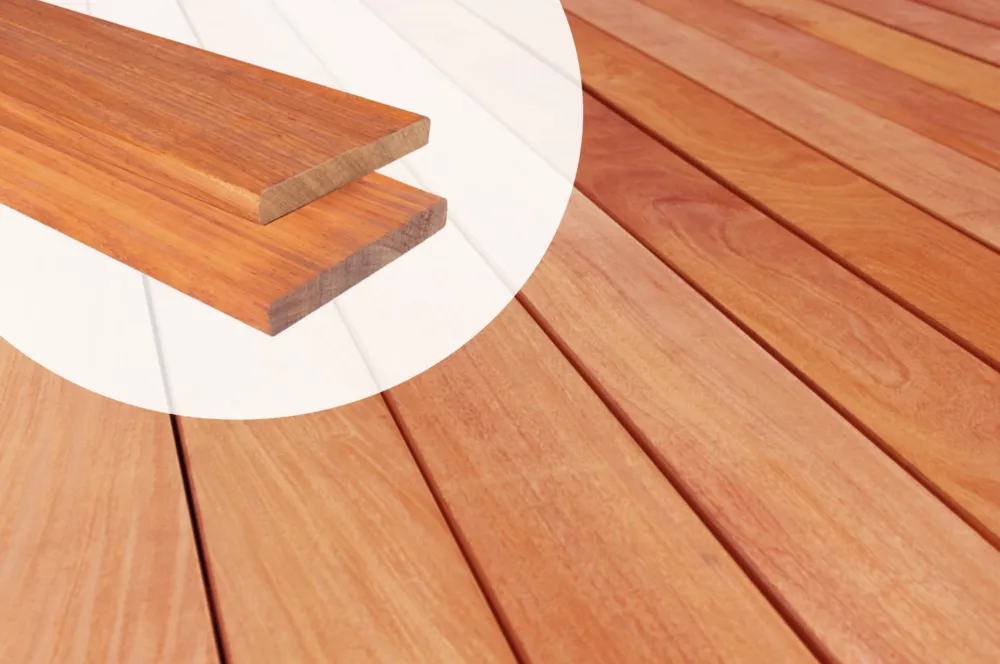 Direct Verzonden Vlonderplank Padouk hardhout 2.1 x 14.5 cm glad geschaafd - 275 cm