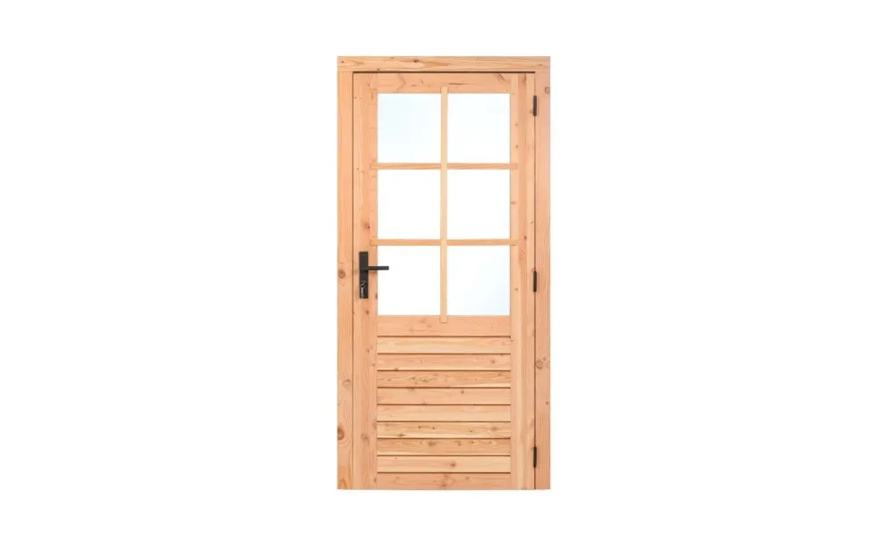 Gratis Retour Douglas enkele glasdeur 100x205 cm rechtsdraaiend - zwart beslag