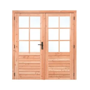 Fabrieksprijs Red Class Wood dubbele glasdeur 185x205 cm - zwart beslag