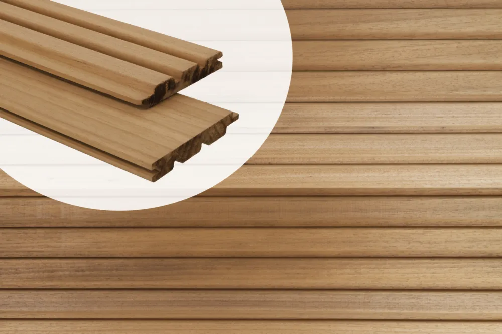 Lage Prijs Schuttingplank Ayous deens rabat 14x2.1cm - triple blok profiel - 305 cm