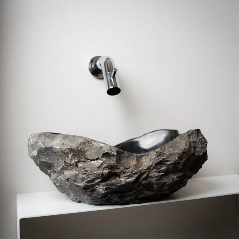 Waskom Loutro Kev B Rechthoek 25x12x10 cm Natuursteen Black Beste Prijs
