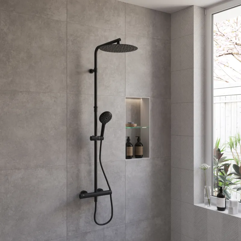 Boss & Wessing Regendouche Deluxe Round 30 cm Stortdouche met Handdouche Mat Zwart Seizoensaanbieding