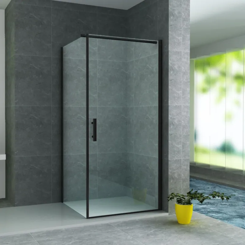 Douchecabine BWS 80x80cm 6mm Helder Glas met Nanocoating Zwart Populair