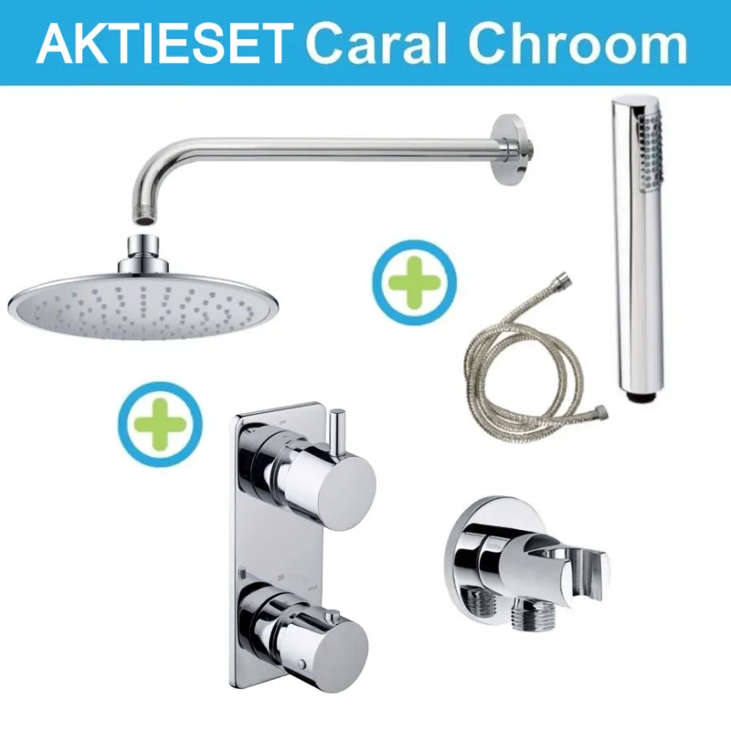 Aanbieding Aktieset Wiesbaden Inbouw Regendouche Caral Rechthoek Wanduitloop Chroom