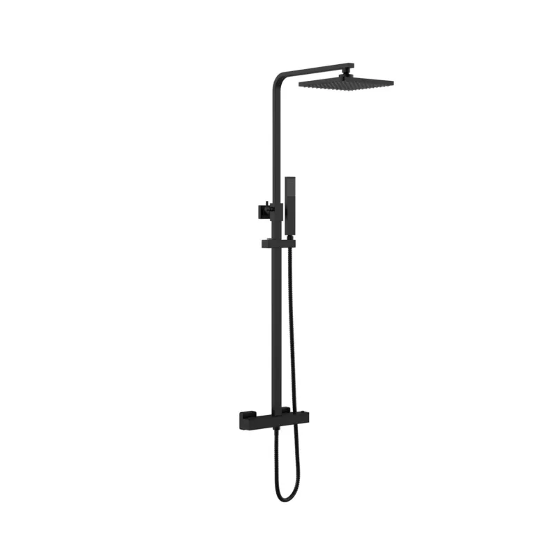 Uitverkoop Opbouw Regendouche Set Aqua Splash Colorato Thermostatisch Hoofddouche 20 cm Vierkant Mat Zwart