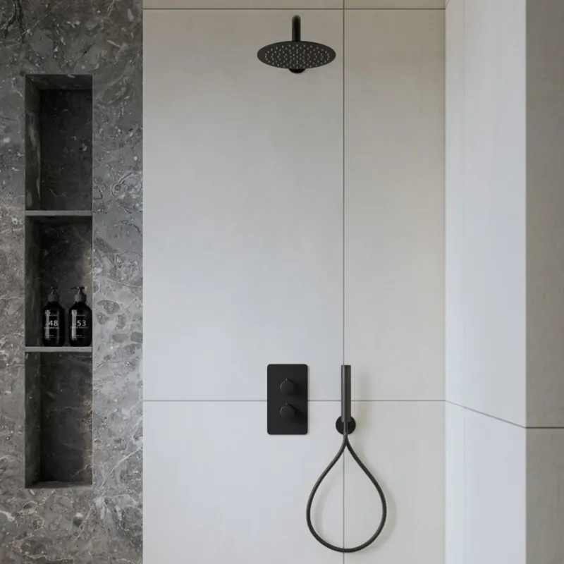Inbouw Regendouche Set Boss & Wessing Colorato met Handdouche en Wanduitloop Mat Zwart Exclusieve Aanbieding