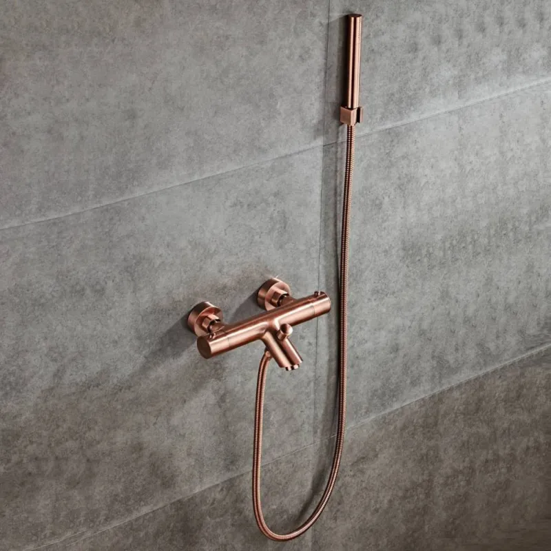 Thermostatische Badkraan BWS Koper met Handdouche Geborsteld Koper Gratis Retour