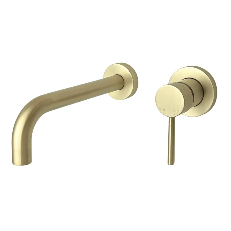 Gereduceerde Prijs Inbouw Wastafelmengkraan Best Design Nancy-Belize Gebogen uitloop 21 cm Messing Mat Goud PVD Coating