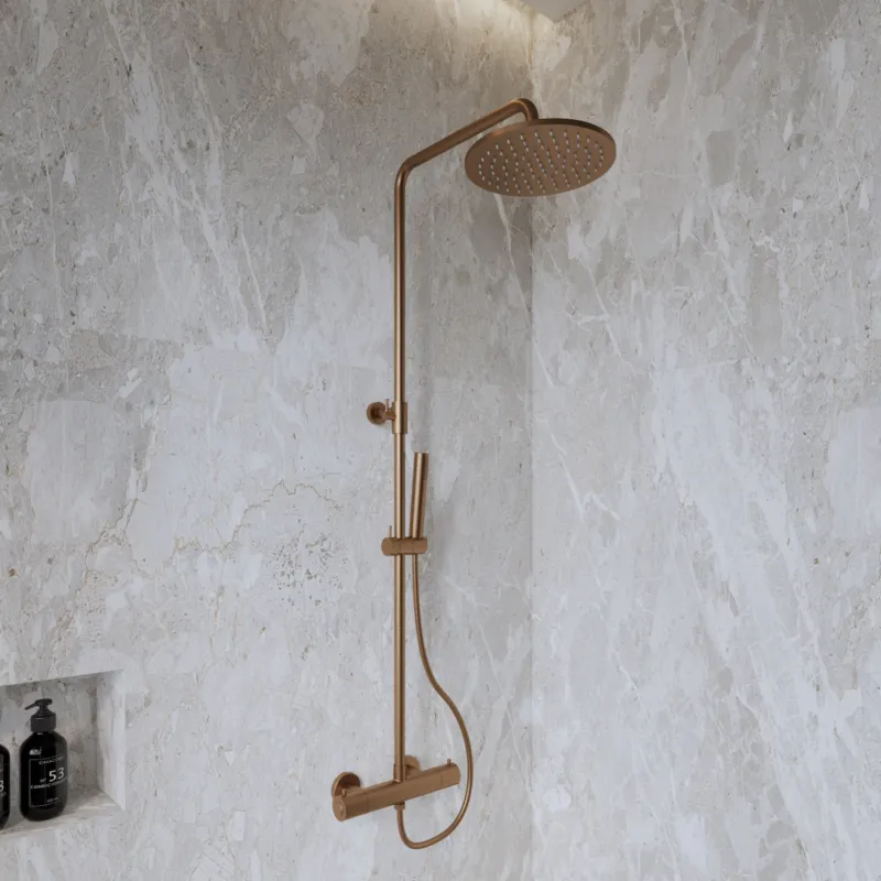 Flitsaanbieding Opbouw Thermostatische Regendoucheset BWS Cemal Geborsteld Brons Koper