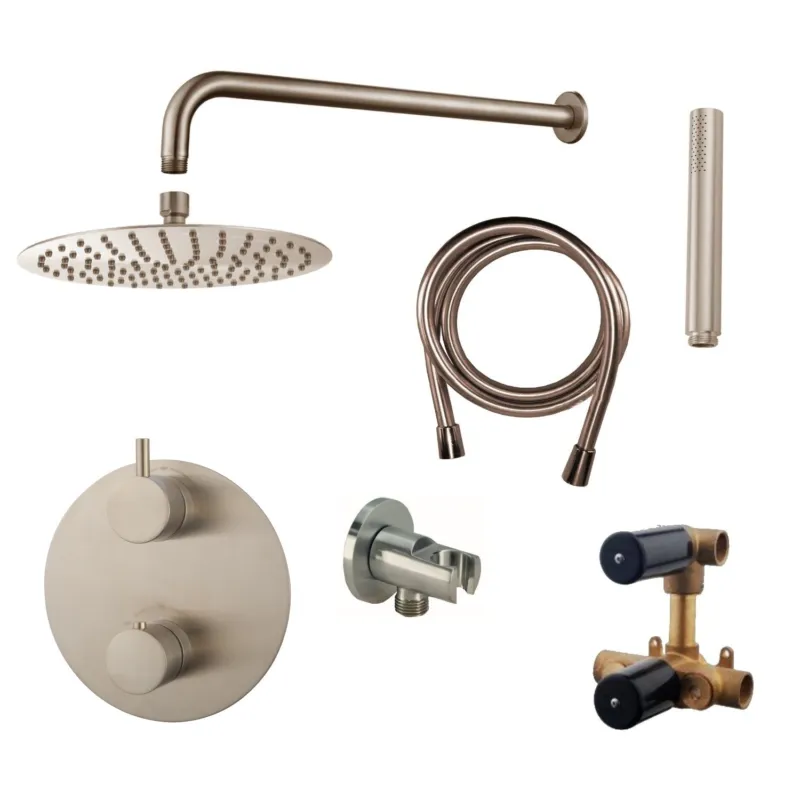 Wiesbaden Inbouw Regendouche Set Caral Rond Muuruitloop RVS PVD Coating Laatste Kans