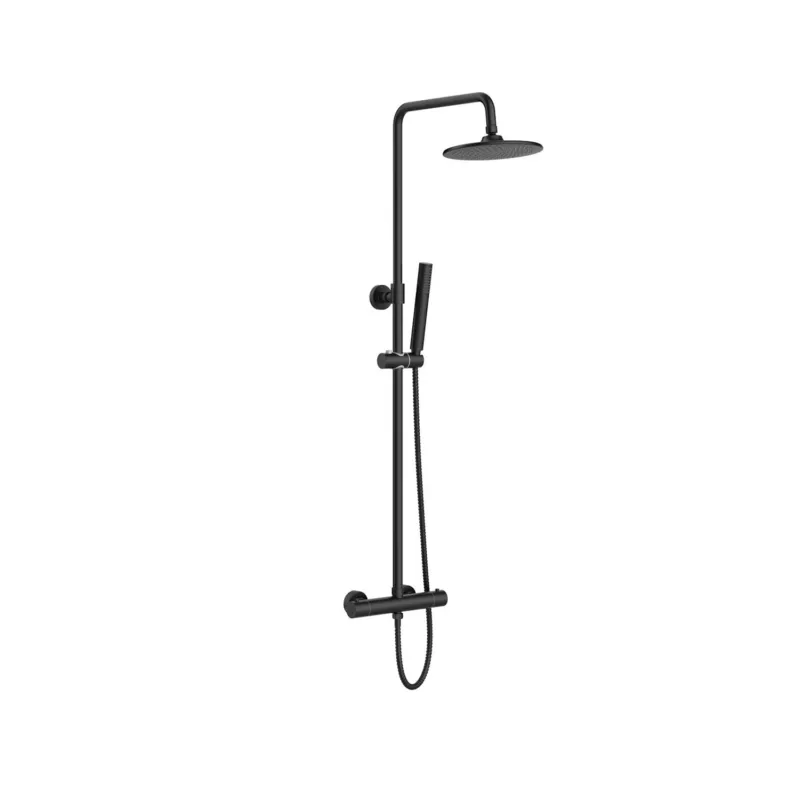 Hete Deal Opbouw Regendouche Set Boss & Wessing Lusso Thermostatisch Hoofddouche 30 cm Rond Mat Zwart