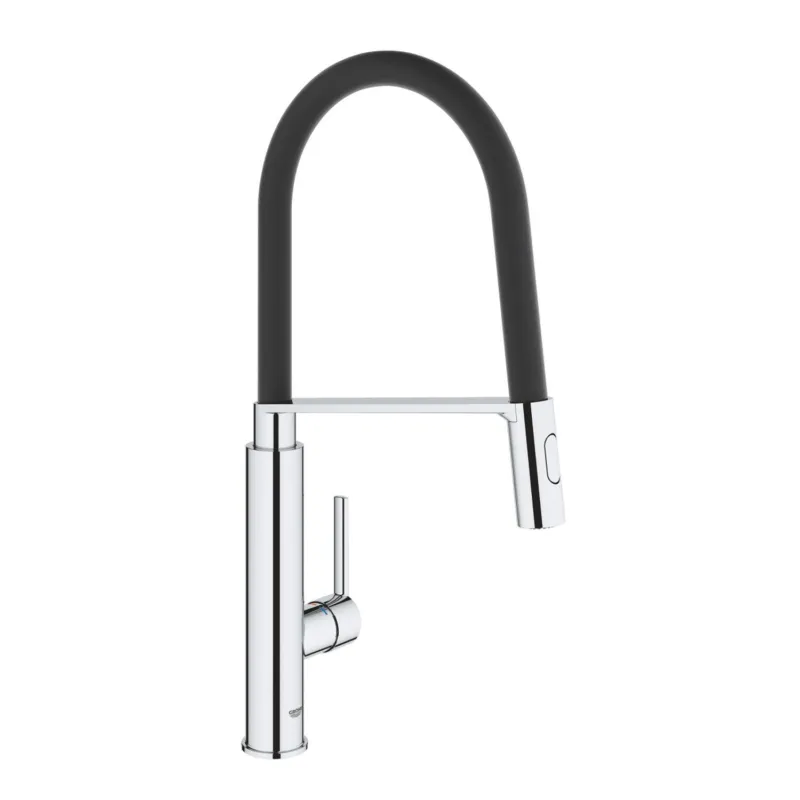 Keukenkraan Grohe Feel 1-Gats met Professionele Handdouche RVS Zwart Direct Verzonden