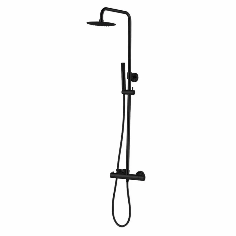 Opbouw Regendouche set Best Design Black Thermostaat Messing 20cm Mat Zwart Hoge Kwaliteit