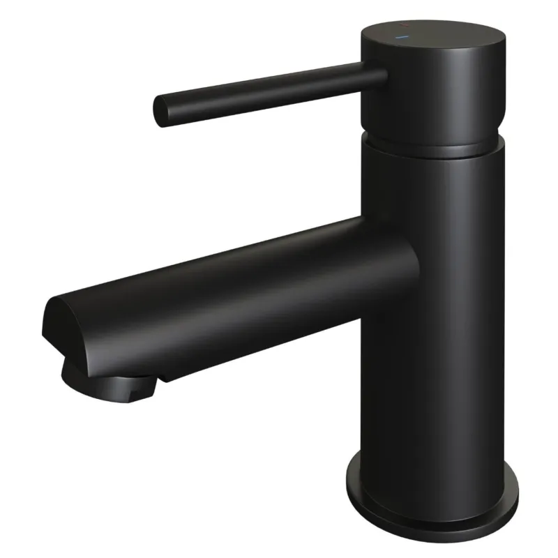 Inbouw Wastafelmengkraan Brauer Black Edition Coldstart Gebogen Uitloop Korte Ronde Hendel Geborsteld Mat Zwart Met Rozetten Finale Uitverkoop