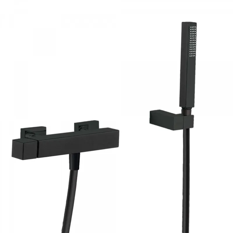 Douchemengkraan Tres Cuadro met Handdouche 25.4x7.7 cm Vierkant Mat Zwart Speciale Aanbieding