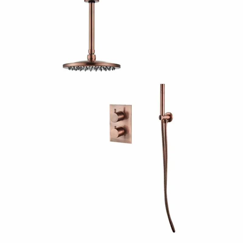 Goedkoop Inbouw Regendouche Set BWS 30 cm met Plafondarm Geborsteld Koper