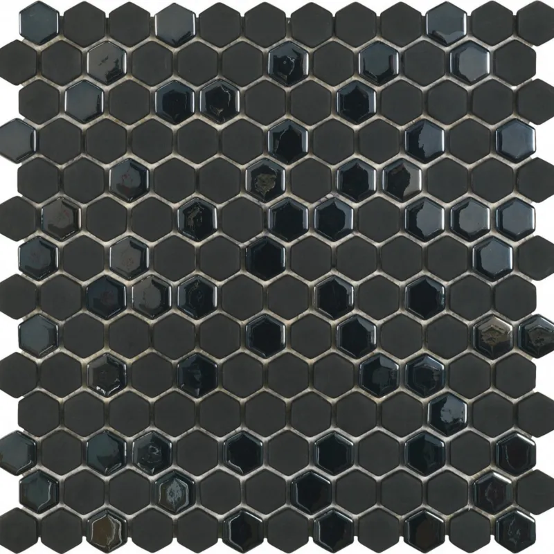 Must-Have Mozaiek Tegels Dune Hip Hop-DK Hexagon 30.1x29.7 cm Recycled Glas Zwart (Prijs per 1,34 M2)