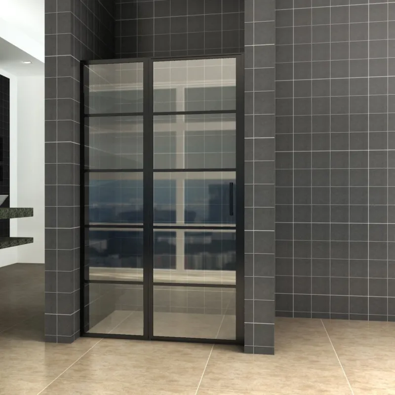 BWS Nisdeur INDUS met Vast Paneel 110x200 cm 8 mm NANO Glas Omkeerbaar Mat Zwart Hoge Kwaliteit