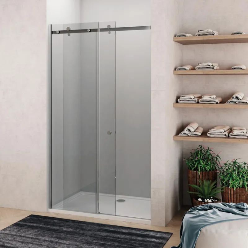 Schuifdeur Lacus Caprera 8mm Helder Glas Anti-Kalk Chroom Aluminium Profiel (alle maten) Fabrieksprijs