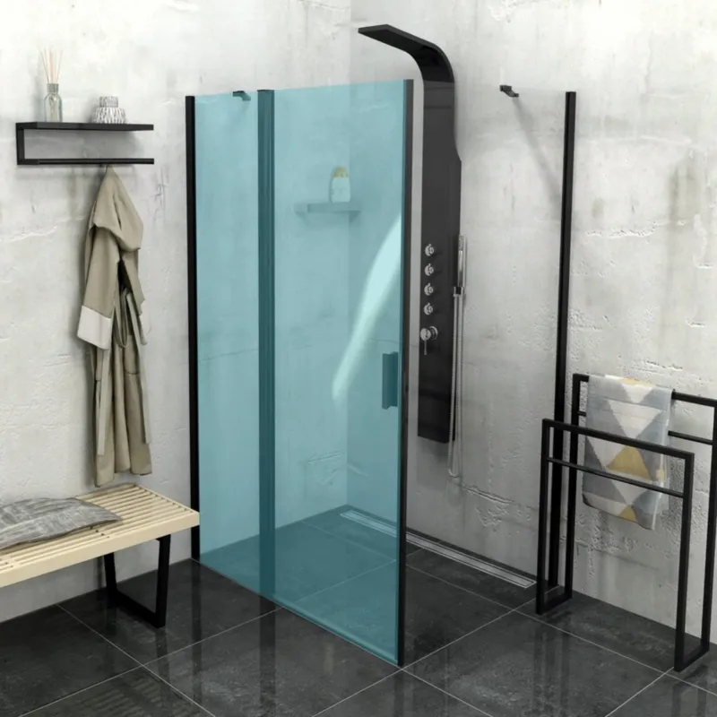 Zijwand Sapho Zoom Line Black 90x200 cm 6 mm Helder Glas tbv nisdeur Zoom Line Black Mat Zwart Speciale Aanbieding