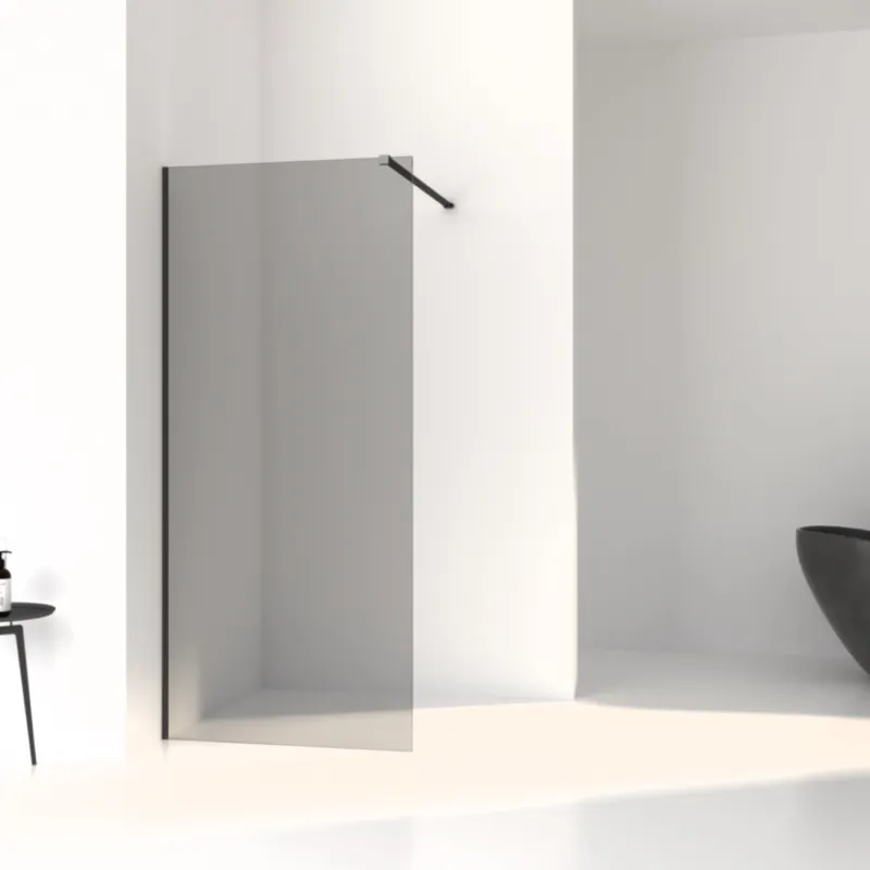 Inloopdouche Aqua Splash Slim Rookglas Anti-Kalk Coating Black Chrome Profiel (zes varianten) Seizoensaanbieding