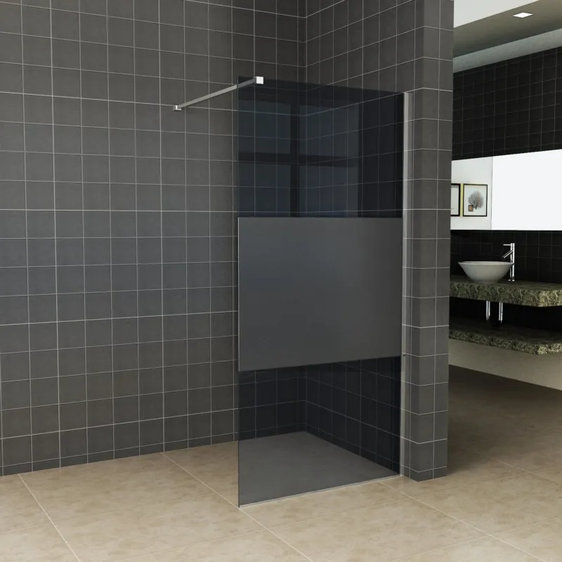 Alleen Vandaag Inloopdouche Wiesbaden Slim Rookglas met Middenband 100x200 8mm Nano Coating