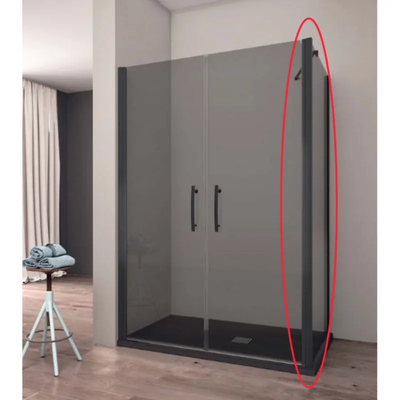 Zijwand voor Douchecabine Lacus Giglio Black 80x190 cm Mat Zwart Profiel Koop Online