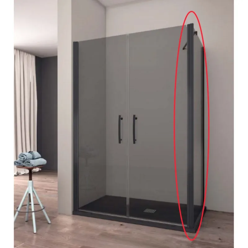 Superprijs Zijwand voor Douchecabine Lacus Giglio Black 70x190 cm Mat Zwart Profiel
