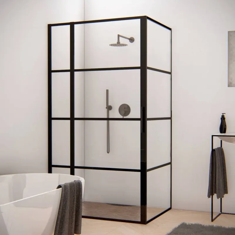 Aqua Splash Douchecabine Frame 100x80 cm 8 mm NANO Glas Mat Zwart Raster Dagaanbieding