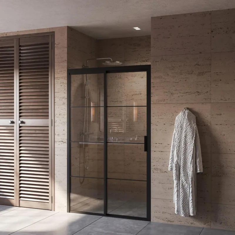 Douchedeur Boss & Wessing Black Edition Frame Softclose Links 130x200 cm Helder Glas Zwart Koopje