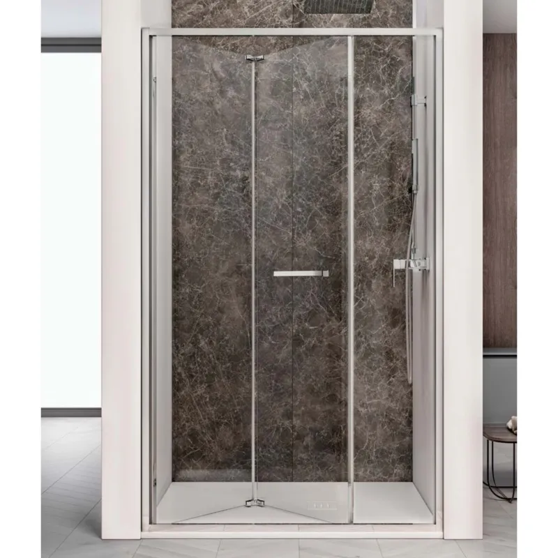 Seizoensaanbieding Nisdeur Lacus Ponza Evo Vouwdeur 70x200 Cm Helder Glas Chroom
